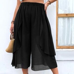 NEW 2 XL Plus Wrap Hem Chiffon Wide Leg Pants